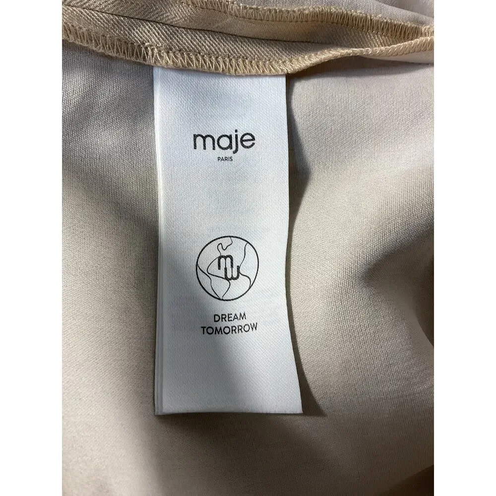 Maje Asymmetric Linen Blend Beige Cargo Shorts Size 4 US / 36 EU